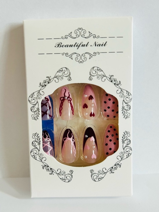 Other - Beautiful Nail Pink & Burgundy Press-On Nail Set